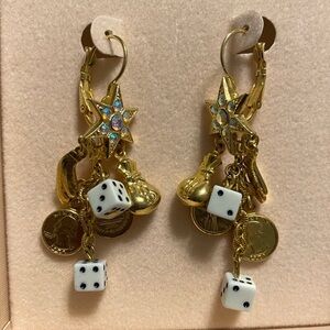 Vintage Kirks Folly Gold Dice Charm Earrings